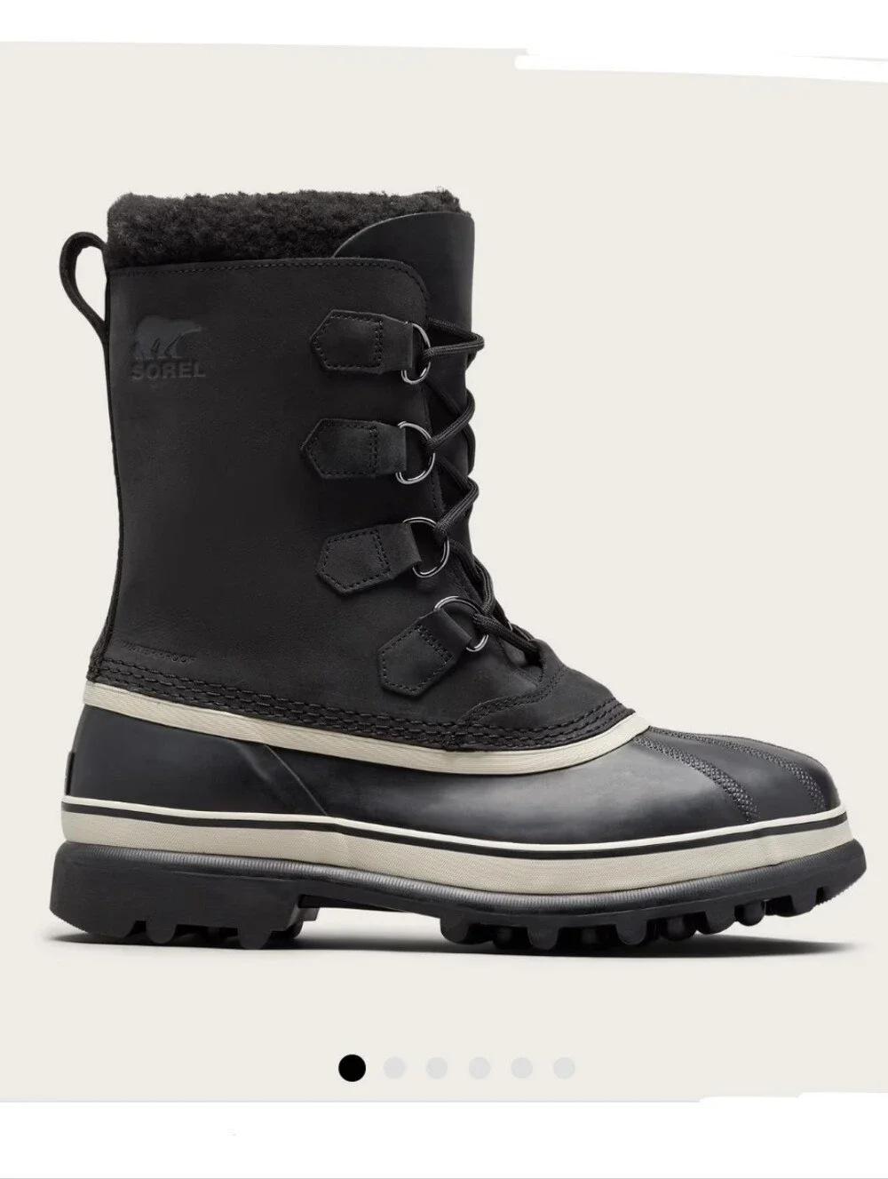 SOREL Caribou Men's Waterproof Insulated Leather Snow Boots Black/Dark Stone